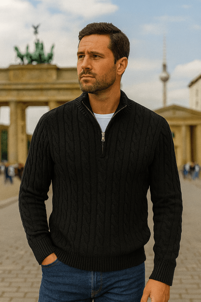 Adam | Eleganter Pullover mit halbem Reißverschluss